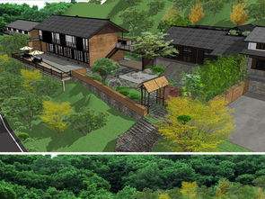 中式农庄农家乐民宿su模型设计模型下载