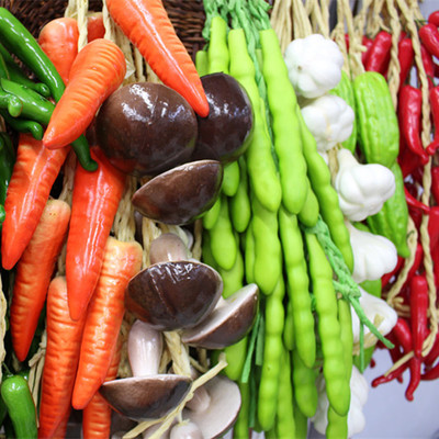 仿真蔬菜挂串假玉米辣椒大蒜串水果串饭店农家乐院装饰品农副产品